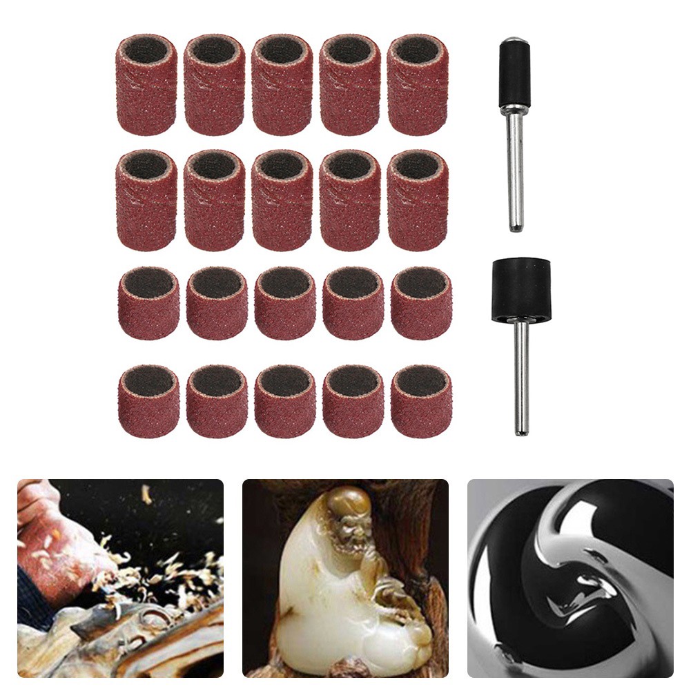 [MB] แหวนขัด 22 ชิ้นพร้อมก้านขัดชุดเครื่องมือโรตารี่ขัดกลองหัวเจียร