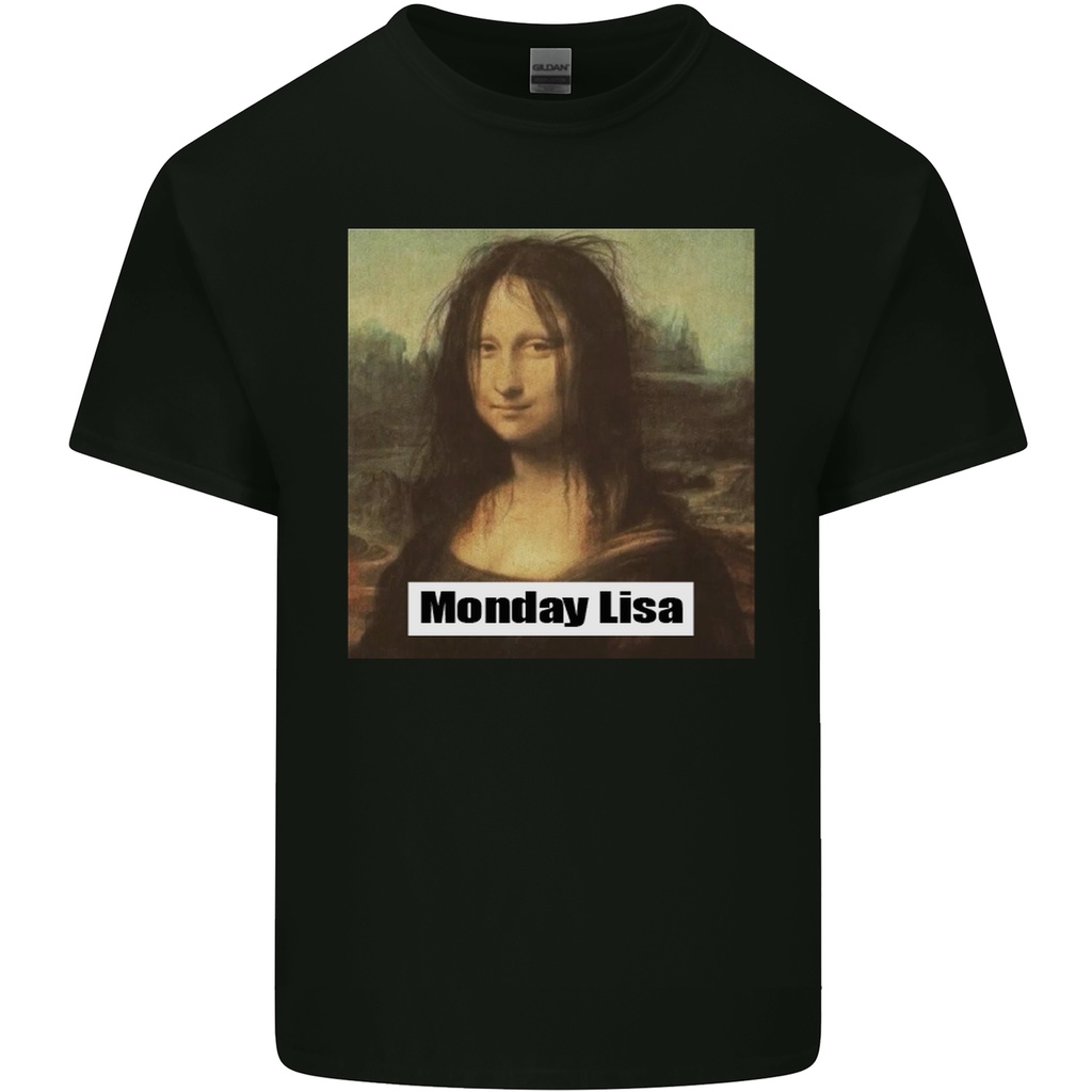 Mona Lisa ล้อเลียน Monday Lisa เสื้อยืดผ้าฝ้ายบุรุษ
