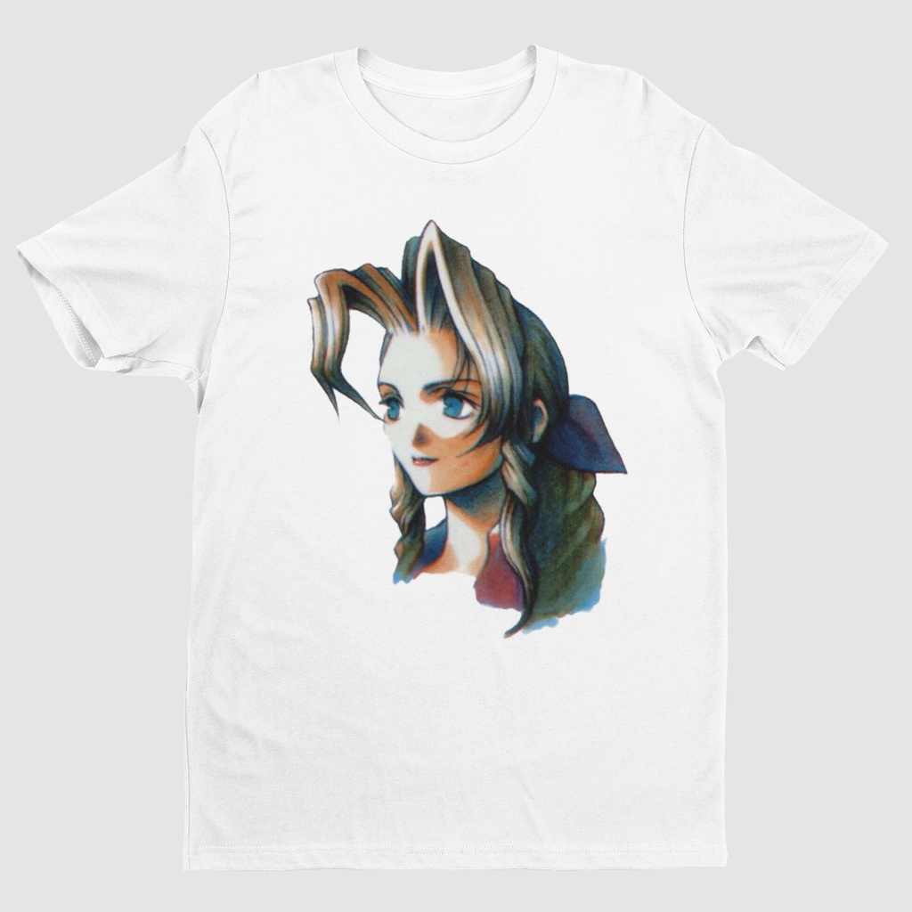 เสื้อยืด Unisex พิมพ์ภาพ.charset Aerith Gainsborough สไตล์คลาสสิกจาก FFVII