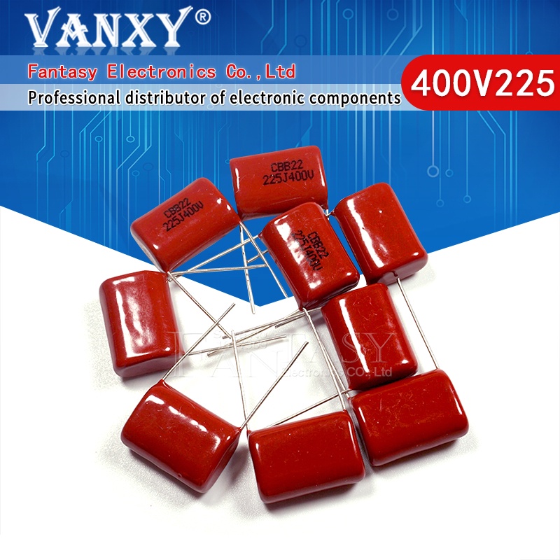 10PCS 400V225J 2.2UF Pitch 20M 225J400V 225 400V 2200PF CBB ตัวเก็บประจุฟิล์มโพรพิลีน
