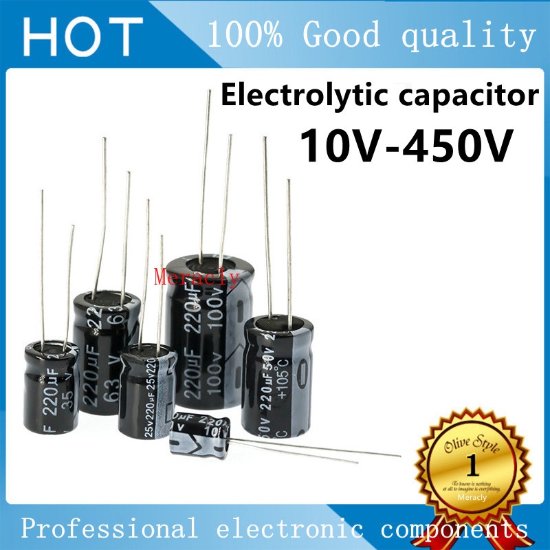 10V 16V 25V 35V 50V 63V100V 250V 400V 450V อลูมิเนียม Electrolytic Capacitor 1uF 2.2uF 3.3uF 4.7uF 1