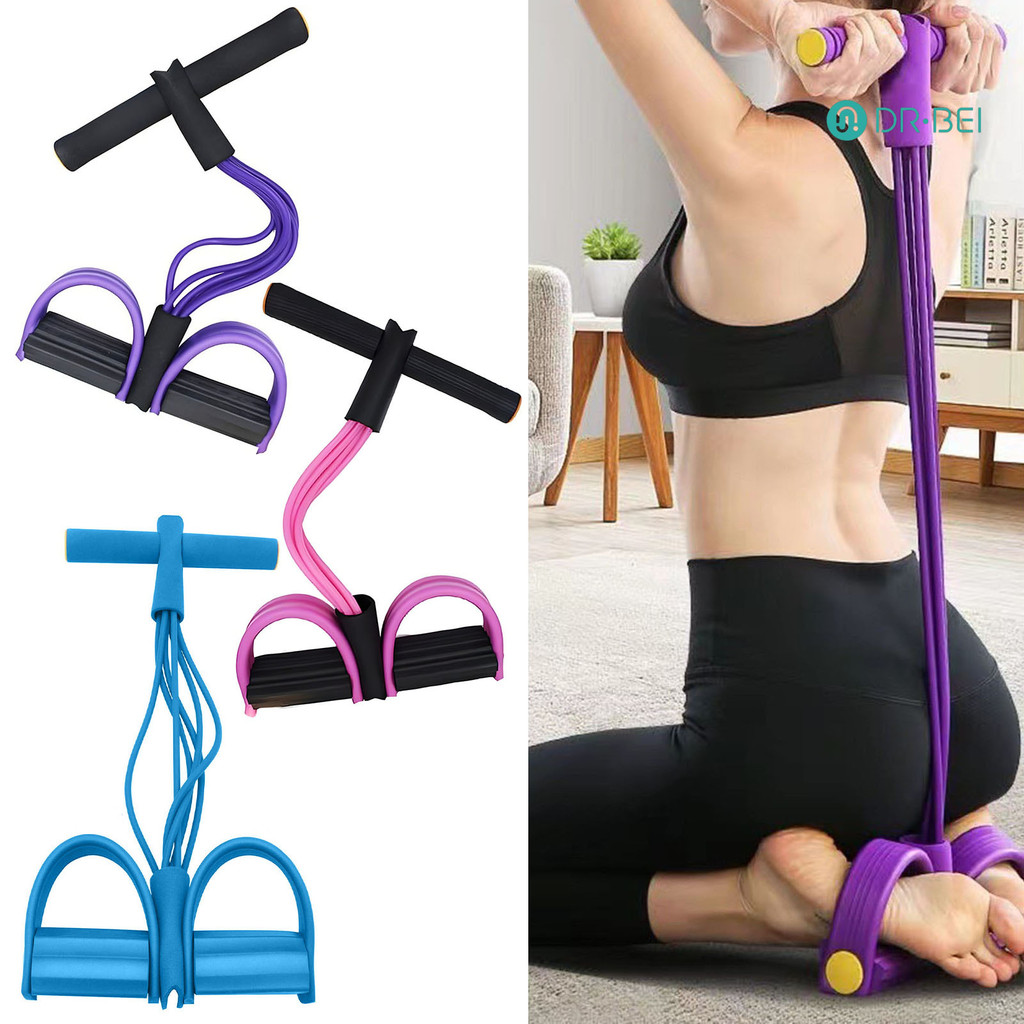 DR.BEI 6-Tube Sit-up Pedal Resistance Band พร้อมที่จับมัลติฟังก์ชั่เชือกความตึงเครียดยืดหยุ่นโยคะ Pedal Puller Body ยืดเทรนเนอร์ Home Gym ออกกําลังกายอุปกรณ์