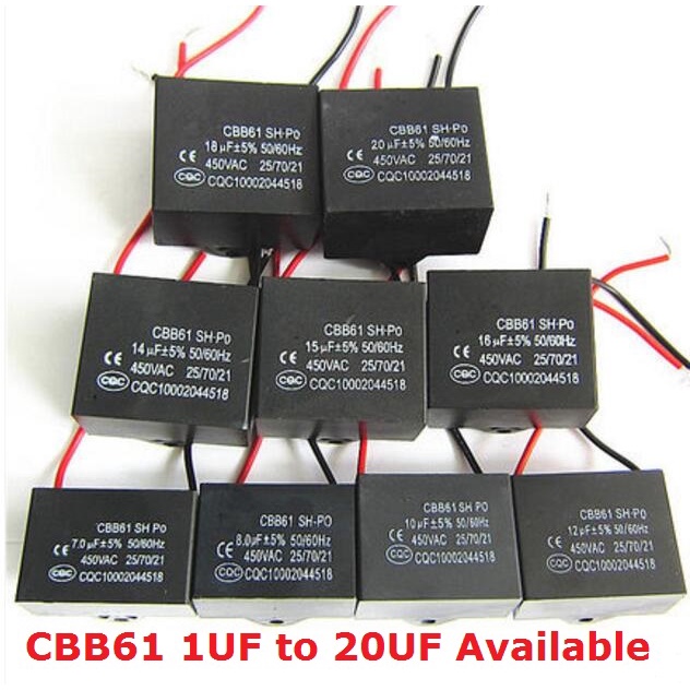 2PCS CBB61 2UF/1UF/1.2UF/1.5UF/2.5UF/3UF/3.5UF/4UF Capacitor 2uf 450V cbb61 พัดลมตัวเก็บประจุ CBB 45