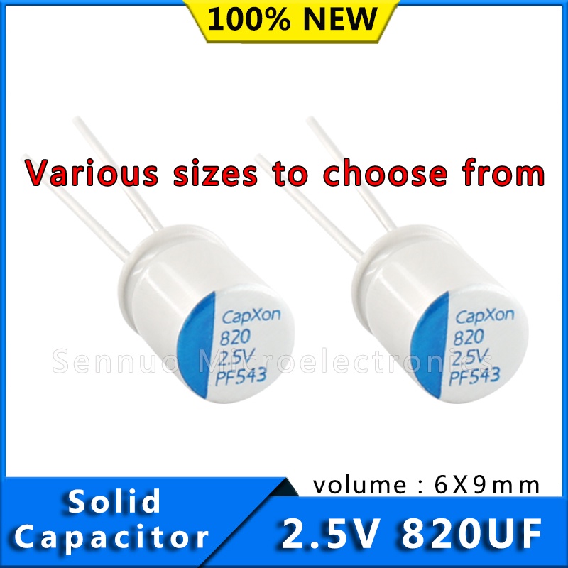10pcs ใหม่ 2.5V820UF Solid Capacitor 6X9 Solid Capacitor 820uf 2.5V เมนบอร์ดกราฟิกการ์ดอลูมิเนียม el