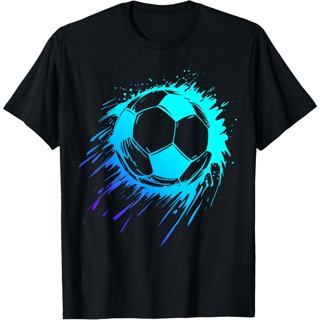 Blue Soccer Ball Soccer Player Mens Boys Soccer T-Shirt เสื้อยืด Unisex