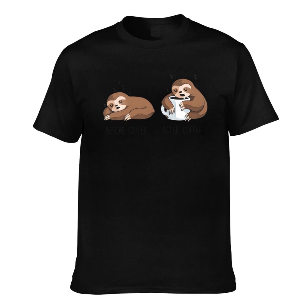 สไตล์ใหม่น่ารัก Sloth Coffee Good พิมพ์เสื้อยืดสําหรับชาย