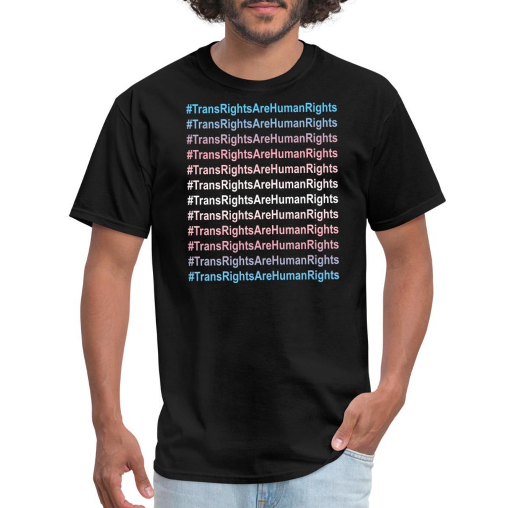 Trans Rights Human Rights Slogan Q เสื้อยืดผู้ชาย