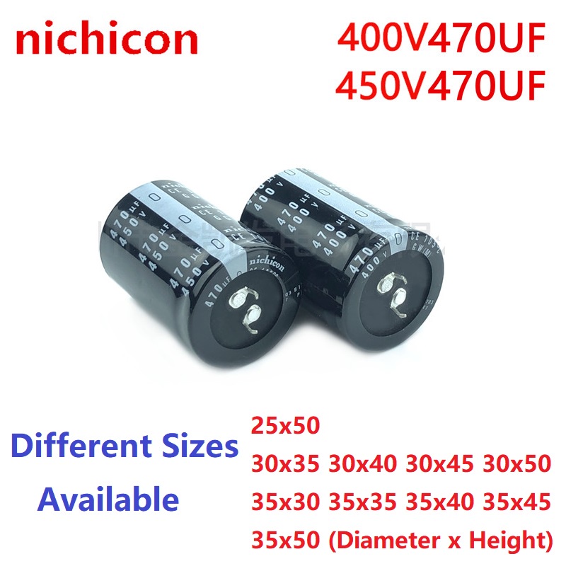 2 ชิ้น/ล็อต Nichicon 470uF 400V 470uF 450V 400v470uf 450V470UF 25x50 30x35/40/45/50 35x30/35/40/45/5