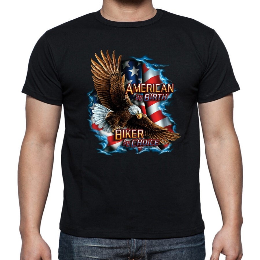 โดย Birth Biker by Choice Motorcycle Biker Tee เสื้อยืดสีดําผู้ใหญ่