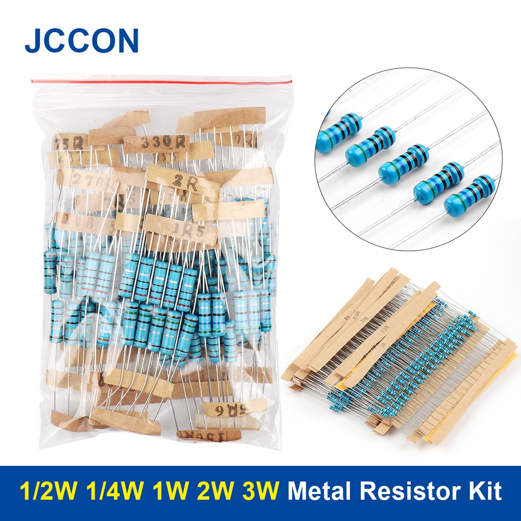 1/2W 1/4W 1W 2W 3W 30Value Metal Film Resistor Kit Rang Carbon 5% Resistors Assortment Kit ชุด 0.1~7