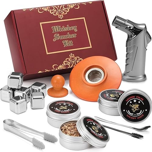 [Direct from JP] Cocktail Smoker Wood Whiskey Smoker Kit with Torch 4 Types of Wood Chips Whiskey Sm