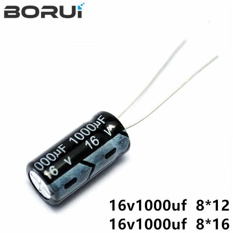 10PCS 1000 uF 16V 8*16 8*12 มม.DIP อลูมิเนียม Electrolytic capacitor 1000uF 16V 1000uF 16 V 1000 uF