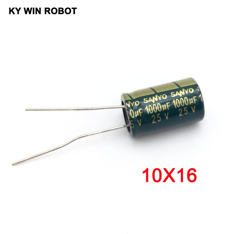 10 ชิ้น/ล็อต 25v 1000uf 10*16 ความถี่ต่ําความต้านทานอลูมิเนียม electrolytic capacitor 1000uf 25 V