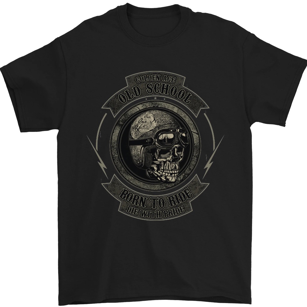 Old School Motorcycle Motorcycle Biker Mens T-Shirt Cotton 100%