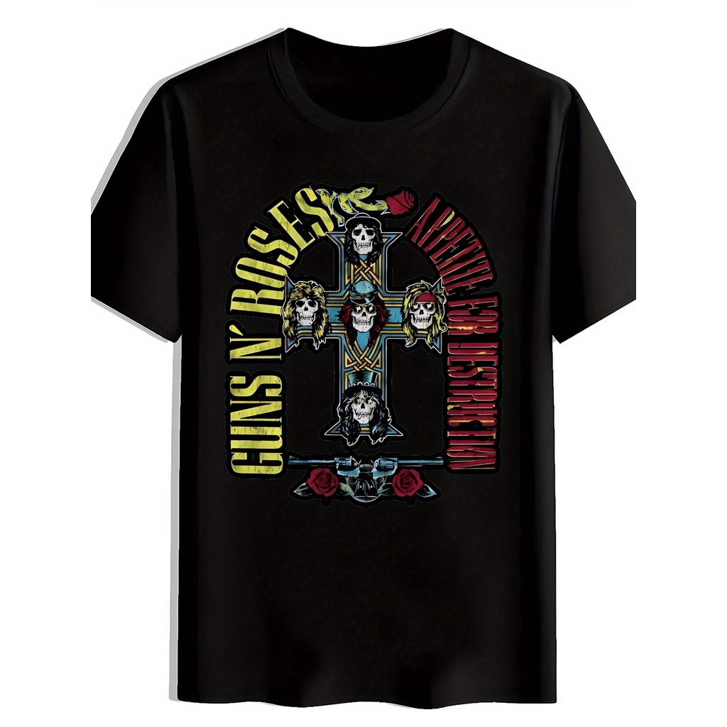 Guns N Roses Skull & Crossed Guns Black Summer Tee