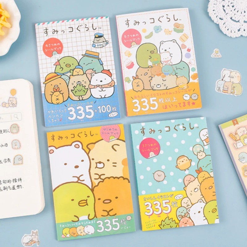 335 ชิ้น/16 แผ่น Sumikkogurashi การ์ตูนอะนิเมะ Die ฟิล์มสติกเกอร์หนังสือ DIY Goo การ์ดตกแต่งปลอม Scrapbooking คู่มือ Kawaii สติกเกอร์เพื่อนเด็กของขวัญ