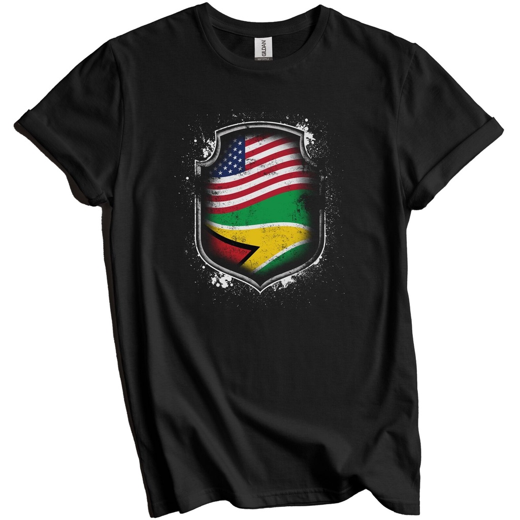 เสื้อยืด Guyainese American Shirt Flags Of Guyana And America