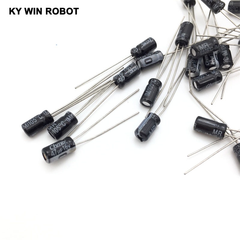 50 ชิ้น/ล็อต 47UF 16V 10mf 105C 4X7 มม.อลูมิเนียม Electrolytic Capacitor 16V47UF radial ตะกั่ว 50 ชิ