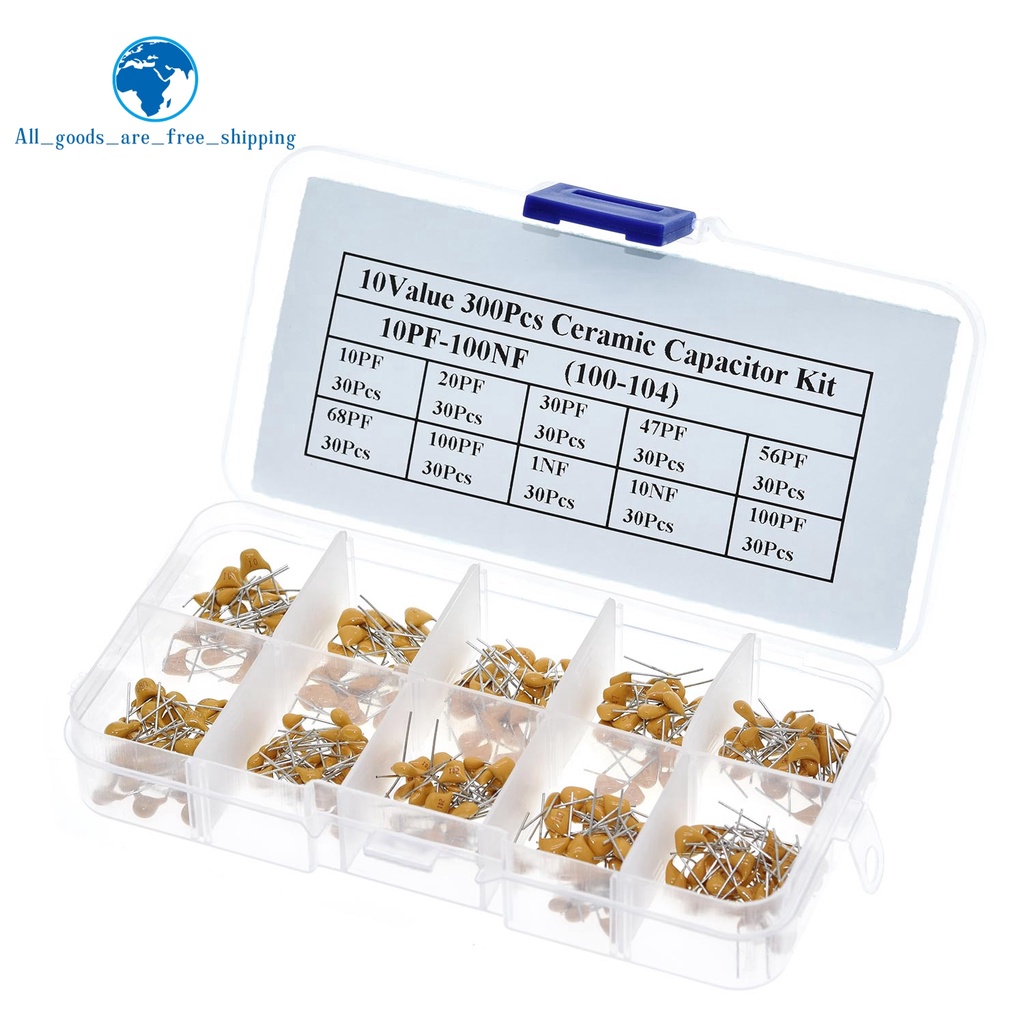 300pcs 10value 50v 10pf 20pf 30pf 47pf 56pf 68pf 100pf 1nf 10nf 100nf Multilayer ตัวเก็บประจุเซรามิค