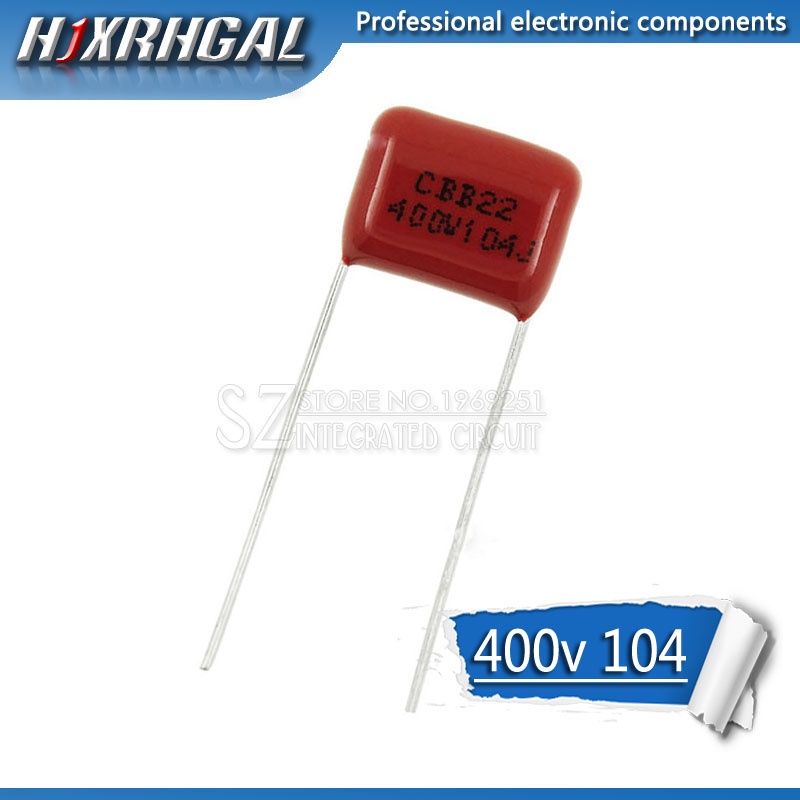 10PCS 400V104J Pitch 10 มม.0.1UF 100NF 400V 104 CBB ตัวเก็บประจุฟิล์มโพรพิลีน hjxrhgal