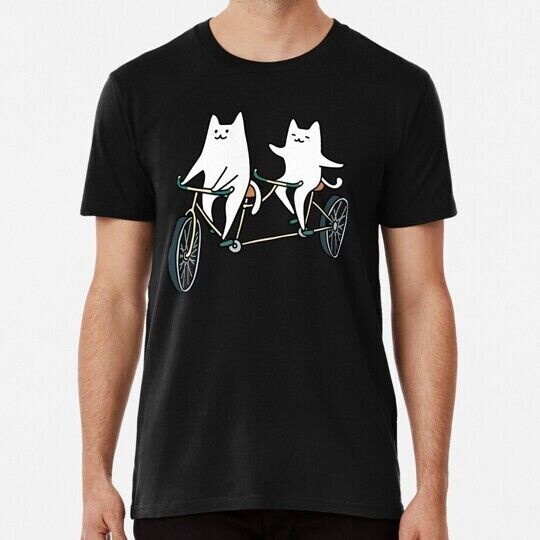 เสื้อยืดโอเวิร์มสำหรับผู้ชาย สไตล์ใหม่ พิมพ์ลาย Tandem Bike Cats เป็นของขวัญที่ตลกและสนุก