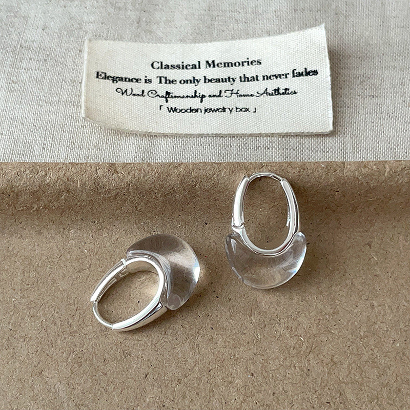 โปร่งใสโปร่งใสหยดน้ําต่างหูโลหะหญิงต่างหูแฟชั่นหรูหรา