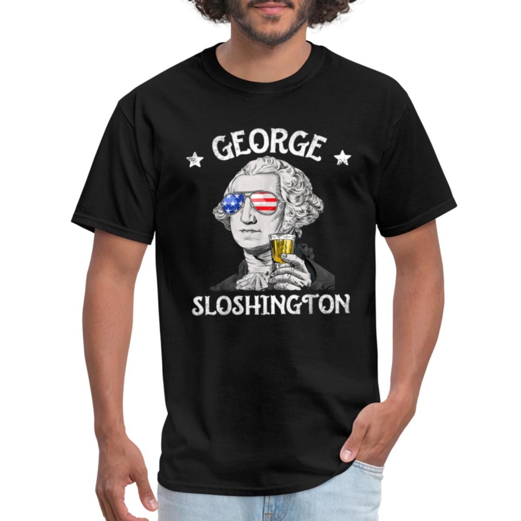 ตลก 4Th Of July George Sloshington Washington เสื้อยืดผู้ชาย