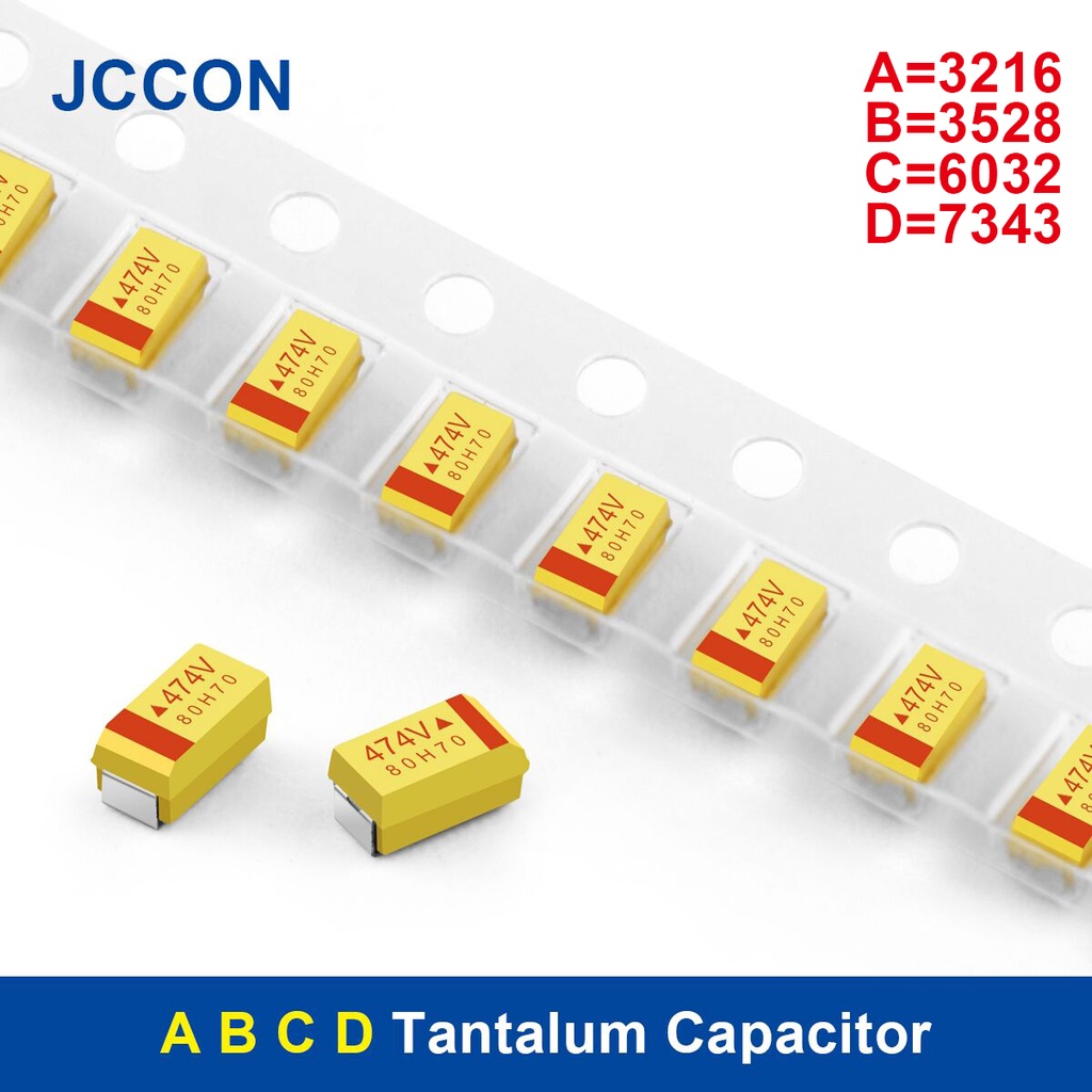 Tantalum Capacitor ABCD ประเภท SMD Capacitor 6.3V 10V 16V 25V 35V 50V 3216 3528 6032 7343 100UF 0.22