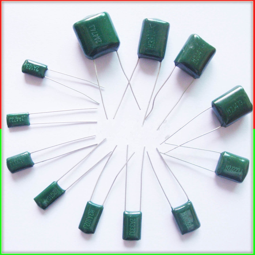 10pcs Mylar Film Capacitor 100V 2A 220pF ~ 0.47uF 5% (2A221J~2A474J) โพลีเอสเตอร์ฟิล์มตัวเก็บประจุ
