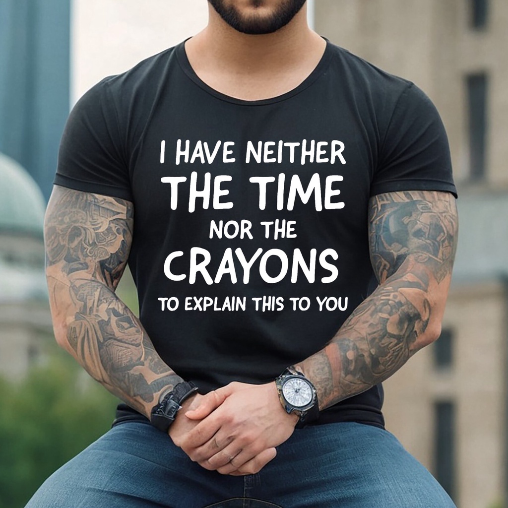 I Have Neither The Time Casual Print Short Sleeve | เสื้อยืดผู้ชายตลก