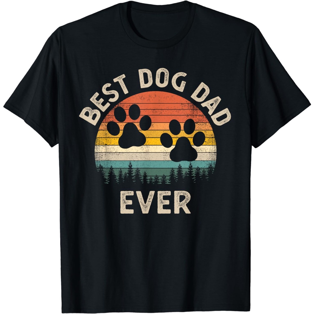 Best Dog Dad Ever Fathers Day Dog Lover Vintage เสื้อยืด Unisex