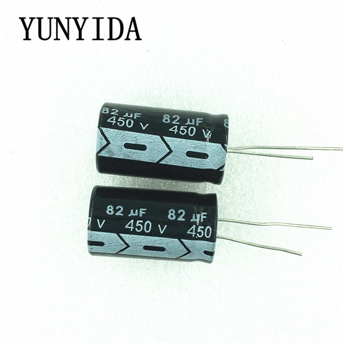 2PCS 82uf 450V ตัวเก็บประจุอลูมิเนียมอิเล็กโทรลีติค 18*30 มม