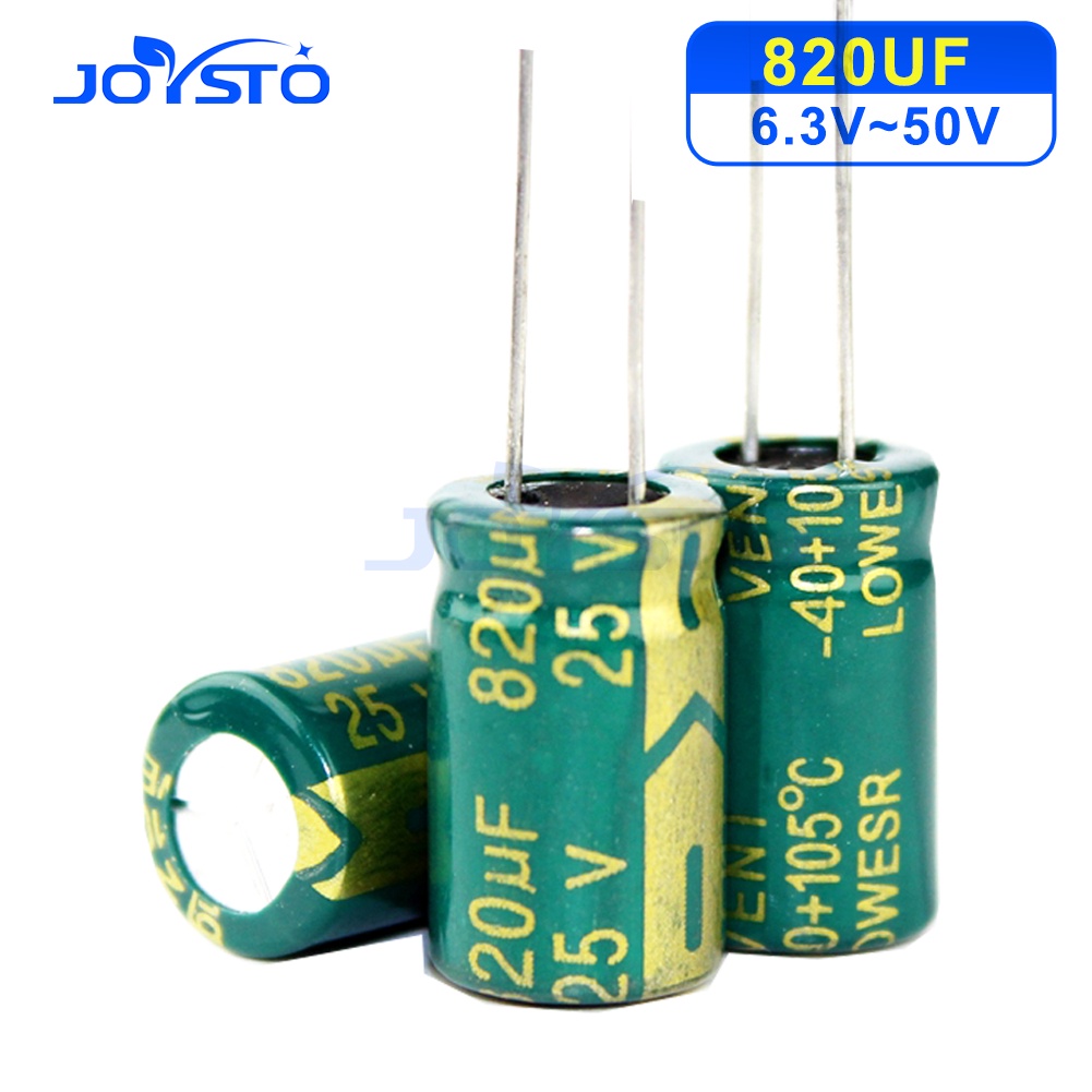 10PCS อลูมิเนียม electrolytic capacitor 820UF 6.3V 25V 50V ทนต่ออุณหภูมิสูงอายุการใช้งานยาวนานโดยตรง