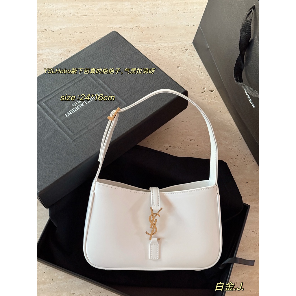 YSL1120 Classic White Hobo Bag กระเป๋าถือที่หรูหรา
