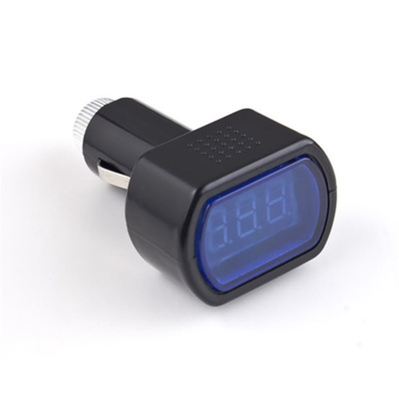 ⭐ฟิเวนสตาร์⭐Mini 12V-24V Black Shell Digital Red LED Display Volt Meter เครื่องวัดแรงดันไฟฟ้ารถยนต์