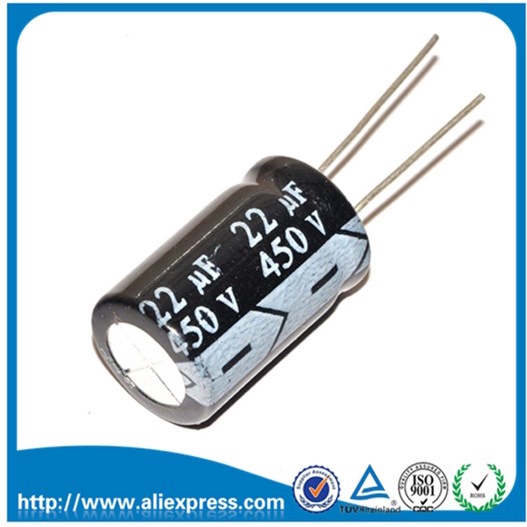 10PCS 450V 22UF 22UF 450V อลูมิเนียม Electrolytic capacitor 450 V / 22 UF ขนาด 13*21 มม.ตัวเก็บประจุ
