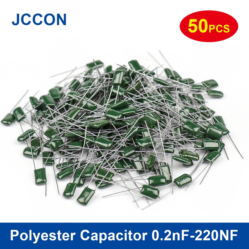 50 ชิ้น Metalized Mylar Capacitors 100V โพลีเอสเตอร์ฟิล์มตัวเก็บประจุ 0.22nF-470nF 0.22nF 0.68nF 4.7