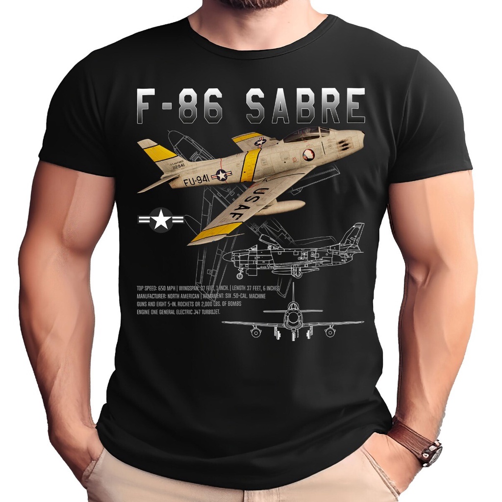 ใหม่ขายร้อนแฟชั่นตลกสไตล์ย้อนยุค F-86 เสื้อผู้ใหญ่ Sabre Schematic