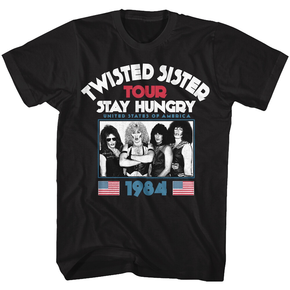 Twisted Sister Stay Hungry Tour 1984 เสื้อยืดผู้ชาย จากคอนเสิร์ตทัวร์ปี 1984