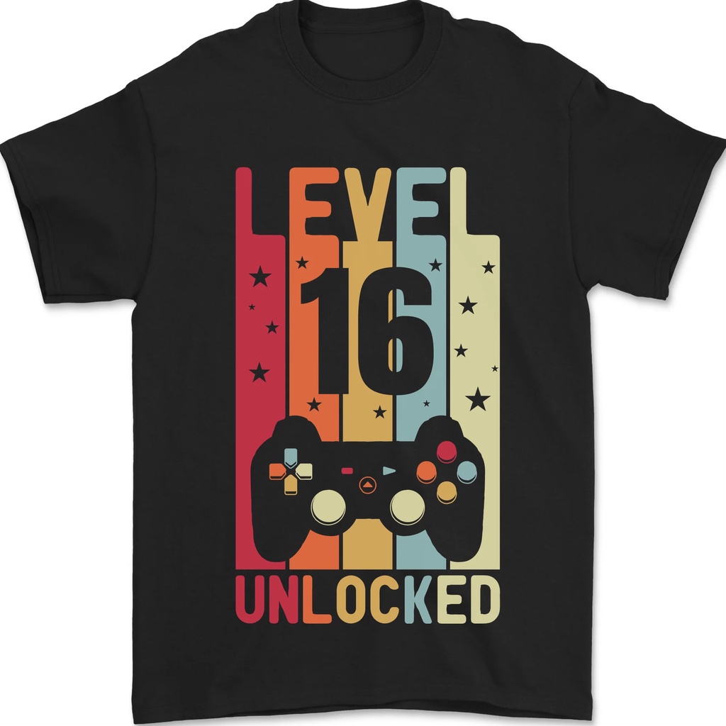 16Th Birthday 16 Year Old Level Up Gamming Mens T-Shirt 100% Cotton