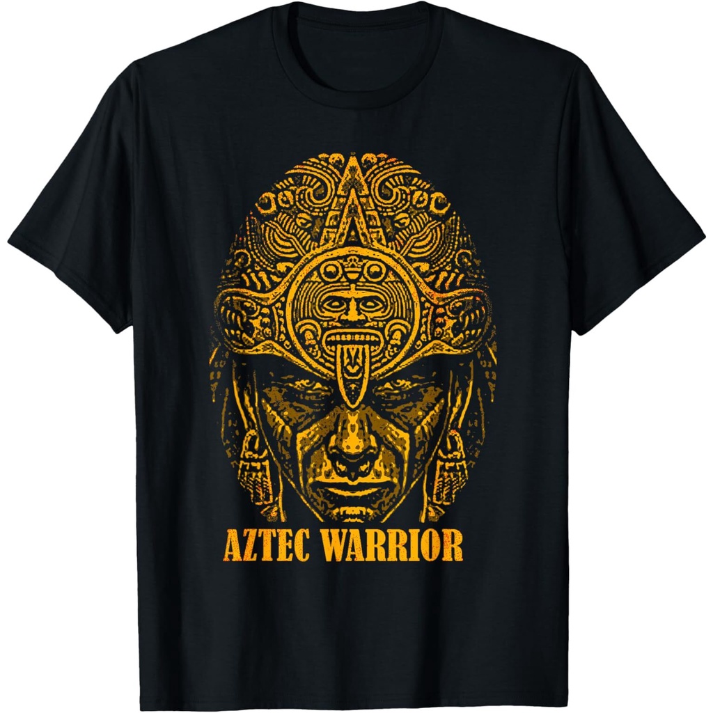 แฟชั่นใหม่ Aztec Warrior King Mexico Native Aztec Art Mayas เสื้อยืด