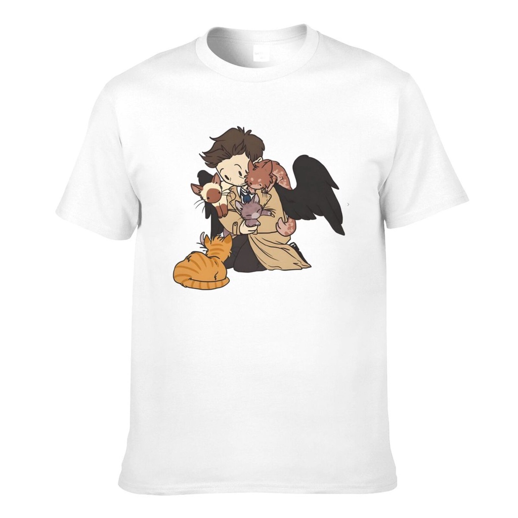 เสื้อยืดฤดูร้อนนุ่ม แบบแฟชั่น.Supernatural SPN คาสเปียล