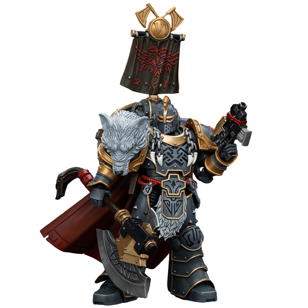 HiPlay JOYTOY Warhammer Space Wolves Legion Praetor พร้อม Power Axe และ Combat Shield Action Figure 1/18 Scale