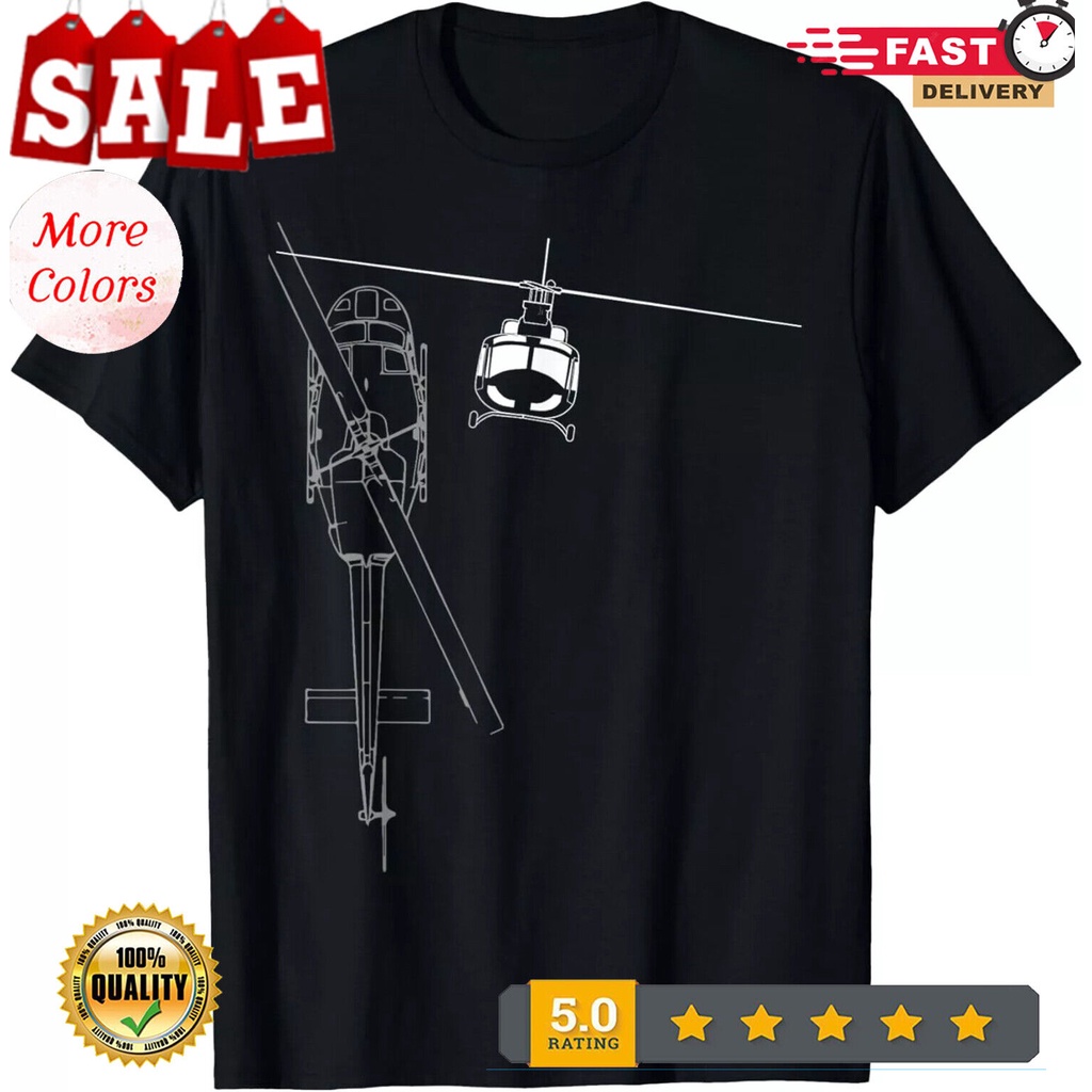 เสื้อยืดลายภาพเขียนสาย Uh-1 Huey Helicopter สำหรับทุกเพศ ใหม่และขายดี