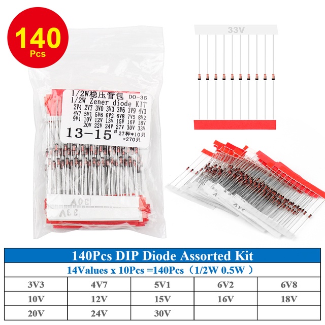 130/140/250/270/300Pcs DIP Diode Fast Switching Schottky Diode Assorted Kit LL41/LL34 1W/2W 1N4007 F