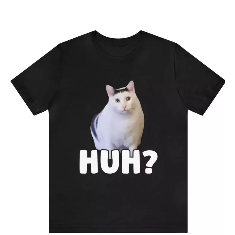 Huh Cat Meme Funny Cat Lovers Gift Tee เสื้อยืด Unisex Full