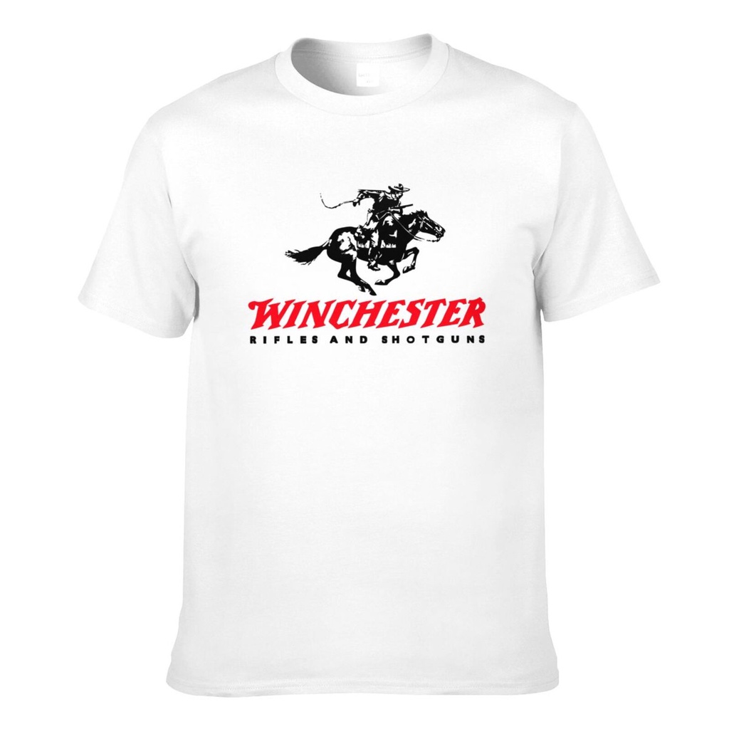 ผ้าฝ้ายพรีเมี่ยม Winchester Gun Pistols Rifle Firearms เสื้อยืดคุณภาพดีสําหรับ Mans