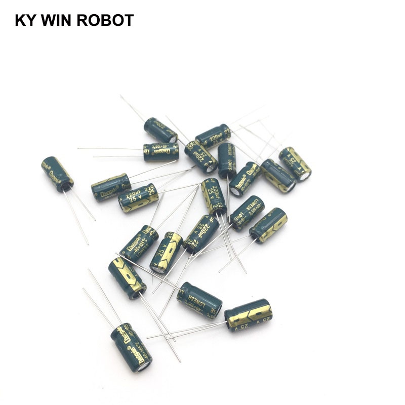 20 ชิ้น/ล็อต 220UF 25V 220mf 105C 6X12 มม.อลูมิเนียม Electrolytic Capacitor 25V220UF radial ตะกั่ว 5