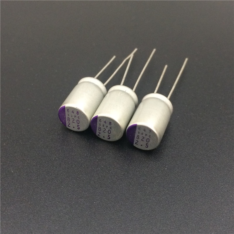 10pcs 820uF 2.5V SANYO OS-CON SECP 8x13 มม.Ultra Low ESR 2.5V820uF สําหรับเมนบอร์ด Solid Capacitors