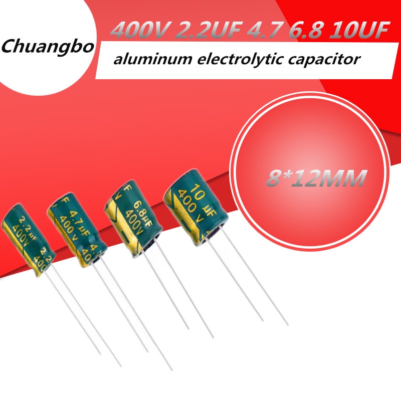 10 ชิ้น/lo Higt คุณภาพ 400V2.2UF 2.2U 6.8UF 4.7UF 10UF 8*12 ต่ํา ESR/ความต้านทานความถี่สูงอลูมิเนียม